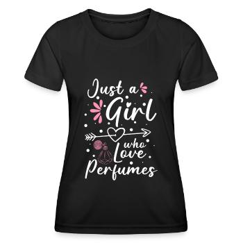 parfum odeur parfumerie luxe - T-shirt sport Femme - noir - Devant - AI Model Female 172 light (172cm)