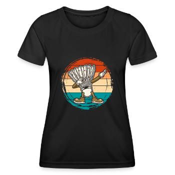Badminton Federball - Frauen Funktions-T-Shirt - Schwarz - Vorne - AI Model Female 172 light (172cm)