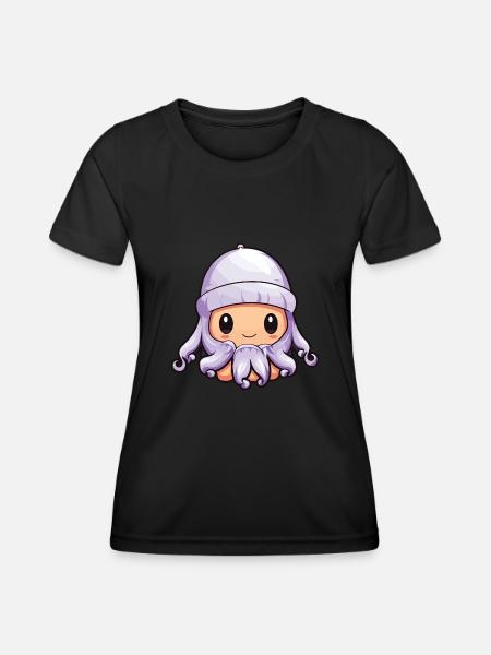Octopus Bande dessinée de poulpe d’hiver - T-shirt sport Femme - noir