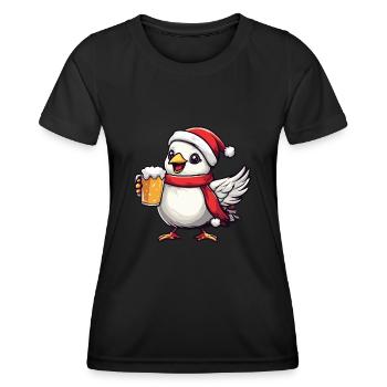 Dove Bird Christmas Beer Funny - Women's Functional T-Shirt - black - Front - AI Model Female 172 light (172cm)