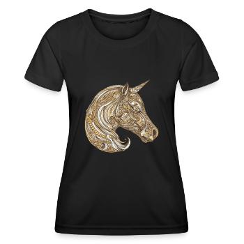 Einhorn Portrait - Frauen Funktions-T-Shirt - Schwarz - Vorne - AI Model Female 172 light (172cm)