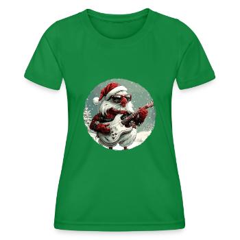 Hahn Weihnachten Rocker Gitarre - Frauen Funktions-T-Shirt - Kelly Green - Vorne - AI Model Female 172 dark (172cm)