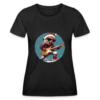 Cheetah Christmas Rocker Guitar - Women's Functional T-Shirt - black - Front - AI Model Female 172 light (172cm)