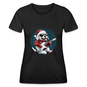 Labrador Hund Weihnachten Rocker Gitarre - Frauen Funktions-T-Shirt - Schwarz - Vorne - AI Model Female 172 light (172cm)