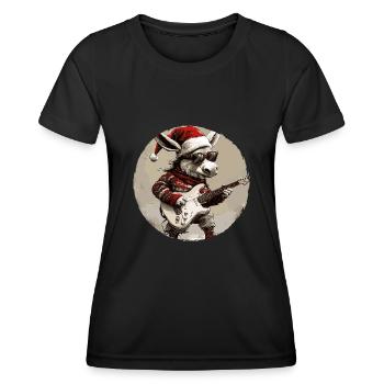 Donkey Christmas Rocker Guitar - Women's Functional T-Shirt - black - Front - AI Model Female 172 light (172cm)