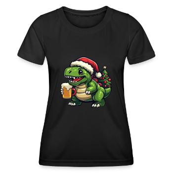 Dinosaure Stegosaurus Bière de Noël Drôle - T-shirt sport Femme - noir - Devant - AI Model Female 172 light (172cm)