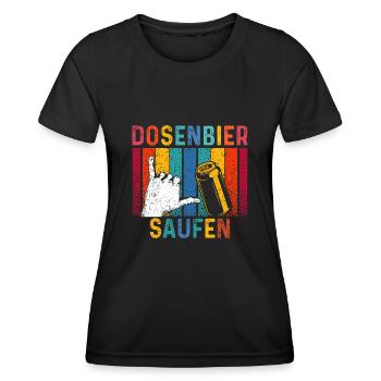 Dosenbier saufen - Frauen Funktions-T-Shirt - Schwarz - Vorne - AI Model Female 172 light (172cm)