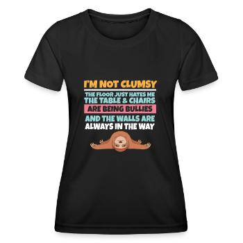 I'm Not Clumsy The Floor Hates Me Foolish Sloth - Women's Functional T-Shirt - black - Front - AI Model Female 172 light (172cm)