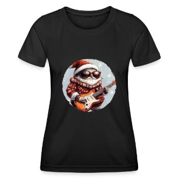Owl Christmas Rocker Guitar - Women's Functional T-Shirt - black - Front - AI Model Female 172 light (172cm)