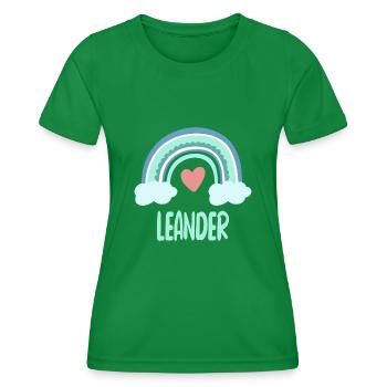 Leander Name Regenbogen Baby - Frauen Funktions-T-Shirt - Kelly Green - Vorne - AI Model Female 172 dark (172cm)