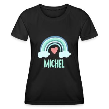 Michel Name Regenbogen Baby - Frauen Funktions-T-Shirt - Schwarz - Vorne - AI Model Female 172 light (172cm)