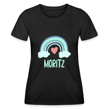 Moritz Name Rainbow Baby - Women's Functional T-Shirt - black - Front - AI Model Female 172 light (172cm)