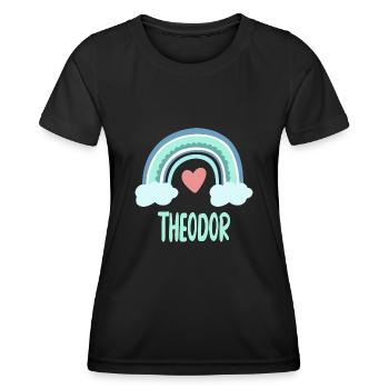Theodor Name Regenbogen Baby - Frauen Funktions-T-Shirt - Schwarz - Vorne - AI Model Female 172 light (172cm)