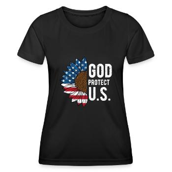 God Protect US 4th of July Independence Fourth of - Women's Functional T-Shirt - black - Front - AI Model Female 172 light (172cm)