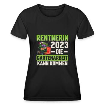 Rentnerin 2023 Gartenarbeit Rente Renteneintritt - Frauen Funktions-T-Shirt - Schwarz - Vorne - AI Model Female 172 light (172cm)