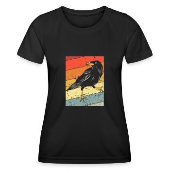 Krähenrabe Retro Vintage Distressed - Frauen Funktions-T-Shirt - Schwarz - Vorne - AI Model Female 172 light (172cm)