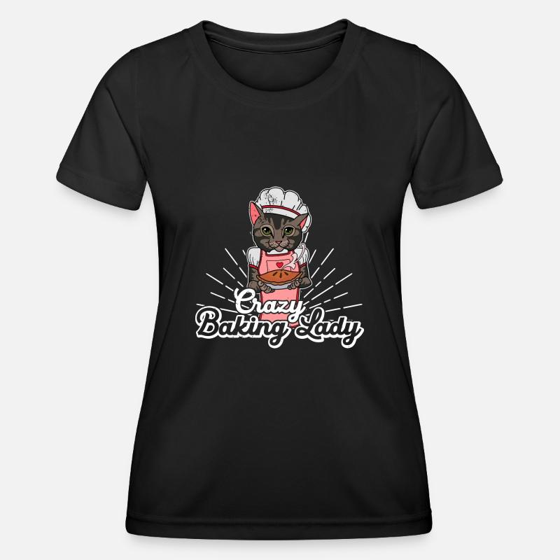 Bäcker Backen Brötchen Sauerteig Katze Spruch - Frauen Funktions-T-Shirt - Schwarz