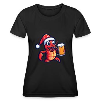 Hummer Krebs Weihnachten Bier Lustig - Frauen Funktions-T-Shirt - Schwarz - Vorne - AI Model Female 172 light (172cm)