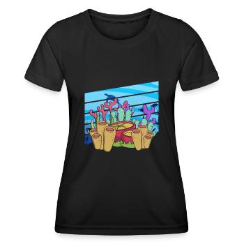 Récifs coralliens, tortues, océan, animaux, nature - T-shirt sport Femme - noir - Devant - AI Model Female 172 light (172cm)