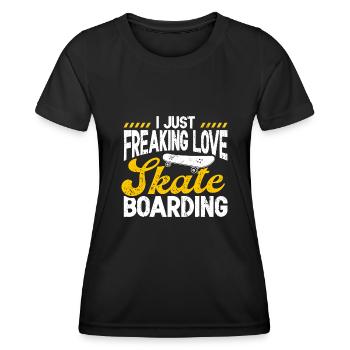 Skateboard verdammt liebe skateboarding retro - Frauen Funktions-T-Shirt - Schwarz - Vorne - AI Model Female 172 light (172cm)