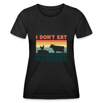 Vegetarisch Vegan ich esse keine Tiere - Frauen Funktions-T-Shirt - Schwarz - Vorne - AI Model Female 172 light (172cm)