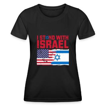 Israel USA America Origin Flag Jerusalem - Women's Functional T-Shirt - black - Front - AI Model Female 172 light (172cm)
