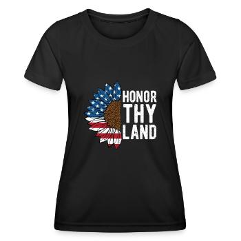 Honor Thy Land 4th of July Patriotic Fourth of - Women's Functional T-Shirt - black - Front - AI Model Female 172 light (172cm)