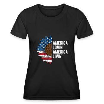America Lovin America Livin Patriotic Independence - Women's Functional T-Shirt - black - Front - AI Model Female 172 light (172cm)