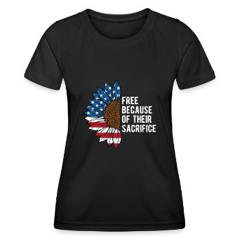 Free Because of Their Sacrifice Proud Patriotic - Women's Functional T-Shirt - black - Front - AI Model Female 172 light (172cm)