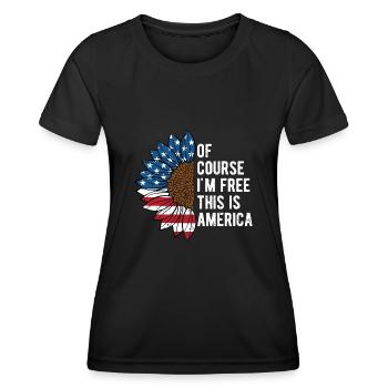 Of Course Im Free American 4th of July USA Fourth - Women's Functional T-Shirt - black - Front - AI Model Female 172 light (172cm)