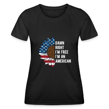 Damn Im Free Im an American 4th of July Patriotic - Women's Functional T-Shirt - black - Front - AI Model Female 172 light (172cm)