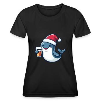 Wal Weihnachten Bier Lustig - Frauen Funktions-T-Shirt - Schwarz - Vorne - AI Model Female 172 light (172cm)