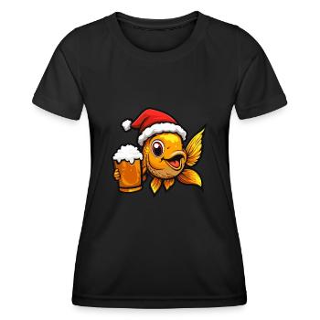Goldfische Weihnachten Bier Lustig - Frauen Funktions-T-Shirt - Schwarz - Vorne - AI Model Female 172 light (172cm)