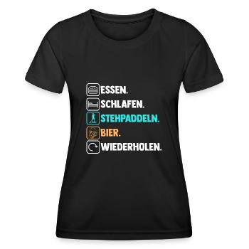 Bier Stand Up Paddeling - Frauen Funktions-T-Shirt - Schwarz - Vorne - AI Model Female 172 light (172cm)
