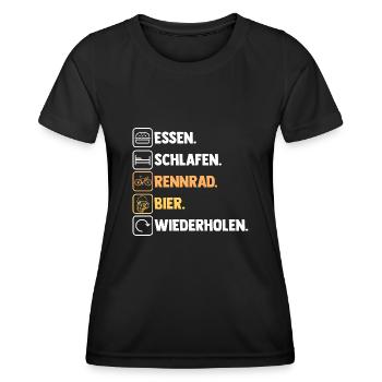 Fahrrad Rennradfahrer Rennrad - Frauen Funktions-T-Shirt - Schwarz - Vorne - AI Model Female 172 light (172cm)