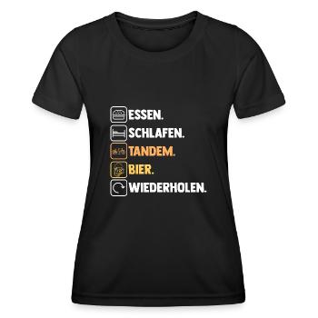 Fahrrad Radfahrer Bier Tandem - Frauen Funktions-T-Shirt - Schwarz - Vorne - AI Model Female 172 light (172cm)