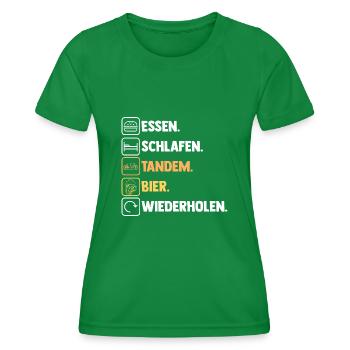 Fahrrad Radfahrer Bier Tandem - Frauen Funktions-T-Shirt - Kelly Green - Vorne - AI Model Female 172 dark (172cm)