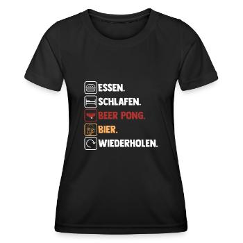 Party Bier Bierpong Beer Pong - Frauen Funktions-T-Shirt - Schwarz - Vorne - AI Model Female 172 light (172cm)
