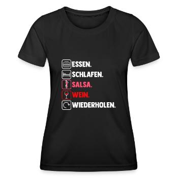 Salsa Tanz Wein Tänzer - Frauen Funktions-T-Shirt - Schwarz - Vorne - AI Model Female 172 light (172cm)