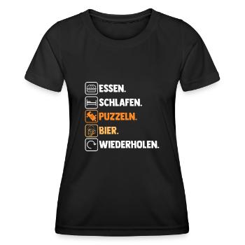 Bier Puzzlefan Puzzler Puzzleteile Puzzle - Frauen Funktions-T-Shirt - Schwarz - Vorne - AI Model Female 172 light (172cm)