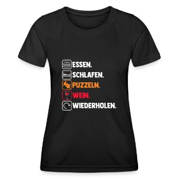 Wein Puzzlefan Puzzler Puzzleteile Puzzle - Frauen Funktions-T-Shirt - Schwarz - Vorne - AI Model Female 172 light (172cm)