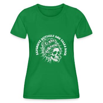 Skeleton Messy Bun Expensive Difficult And Talks - Frauen Funktions-T-Shirt - Kelly Green - Vorne - AI Model Female 172 dark (172cm)