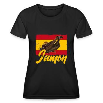 Jamon Spanien Vorspeise Schinken Schweinefleisch - Frauen Funktions-T-Shirt - Schwarz - Vorne - AI Model Female 172 light (172cm)