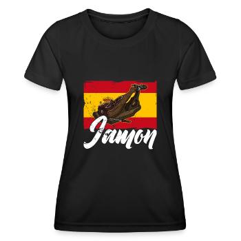 Jamon Spanien Vorspeise Schinken Schweinefleisch - Frauen Funktions-T-Shirt - Schwarz - Vorne - AI Model Female 172 light (172cm)