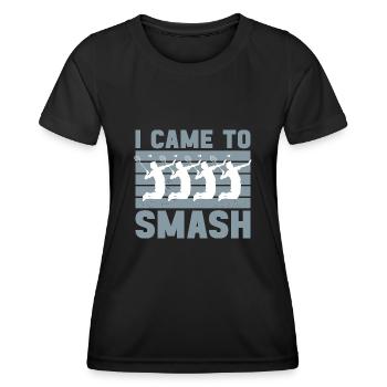Der Badmintonspieler kam, um den Federballsport zu zerschlagen - Frauen Funktions-T-Shirt - Schwarz - Vorne - AI Model Female 172 light (172cm)