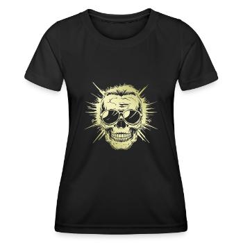Punker Totenkopf Party Gold - Frauen Funktions-T-Shirt - Schwarz - Vorne - AI Model Female 172 light (172cm)