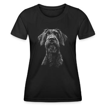 German Wirehaired Portrait Hunting Dogs Dogs Hunter - Women's Functional T-Shirt - black - Front - AI Model Female 172 light (172cm)