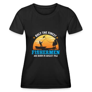 August 1962 - 60th birthday gift. Angler. - Women's Functional T-Shirt - black - Front - AI Model Female 172 light (172cm)