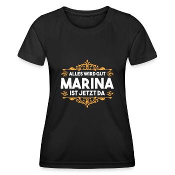 Marina - Frauen Funktions-T-Shirt - Schwarz - Vorne - AI Model Female 172 light (172cm)