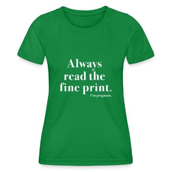 Kleingedrucktes schwanger - Frauen Funktions-T-Shirt - Kelly Green - Vorne - AI Model Female 172 dark (172cm)